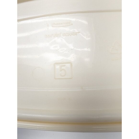 Vtg. Rubbermaid Servin' Saver Rectangle 4 cups #5 Almond Lid - Picture 5 of 9
